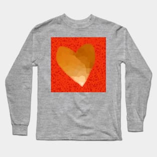 Gold Heart on Red Long Sleeve T-Shirt